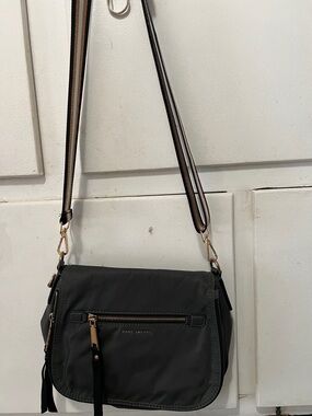 Marc Jacobs Black Crossbody Bag with Striped Adjustable Strap